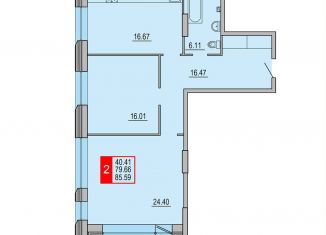 Продается двухкомнатная квартира, 85.6 м2, Тверь, Петербургское шоссе, 3к3