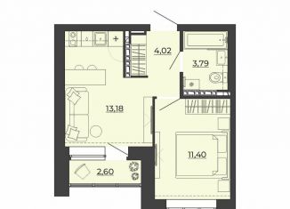 Продажа однокомнатной квартиры, 35 м2, Екатеринбург, ЖК Ривер Парк