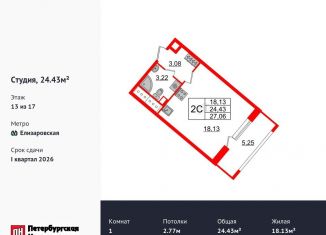 Продается квартира студия, 24.4 м2, Санкт-Петербург, Невский район