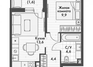 Продаю 1-ком. квартиру, 34.1 м2, поселок Октябрьский