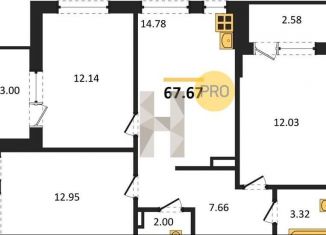 Продажа 3-комнатной квартиры, 67.7 м2, Воронеж, улица Фёдора Тютчева, 105, Железнодорожный район