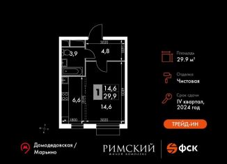 Продажа квартиры студии, 29.9 м2, Московская область, Римский проезд, 13