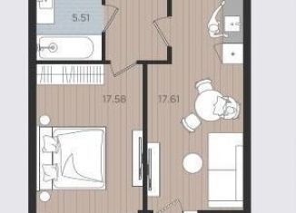 Продается 1-комнатная квартира, 48.1 м2, Калининград