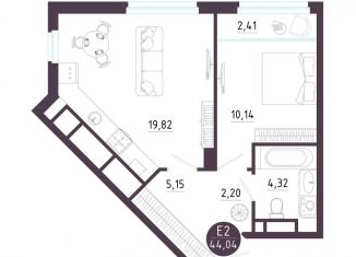 Продается 1-ком. квартира, 44 м2, Рязанская область