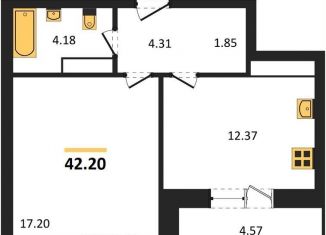 Продам 1-ком. квартиру, 42.2 м2, Воронежская область