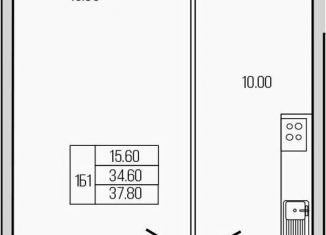 Продается однокомнатная квартира, 37.8 м2, Ленинградская область