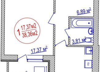 Продается 1-ком. квартира, 38.4 м2, Уфа, Ленинский район, улица Лётчиков, 1/9