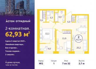 Двухкомнатная квартира на продажу, 62.9 м2, Екатеринбург, Верх-Исетский район, улица Репина, 111