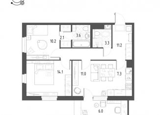 Продажа 3-комнатной квартиры, 64.6 м2, Тюмень, Центральный округ, Профсоюзная улица, 49