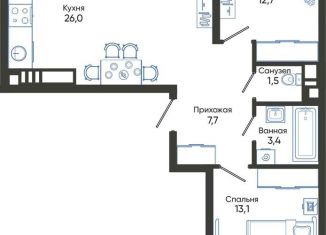 Продажа двухкомнатной квартиры, 67.6 м2, Новороссийск