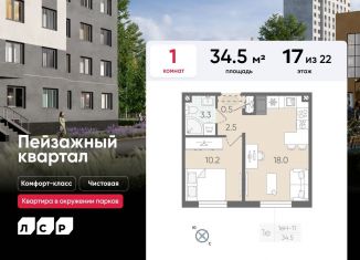 Продаю однокомнатную квартиру, 34.5 м2, Санкт-Петербург, Красногвардейский район