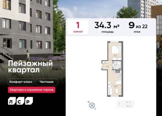 Продажа 1-комнатной квартиры, 34.3 м2, Санкт-Петербург, метро Академическая