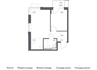 Продается 1-комнатная квартира, 41.2 м2, село Ям, жилой комплекс Прибрежный Парк, 10.1