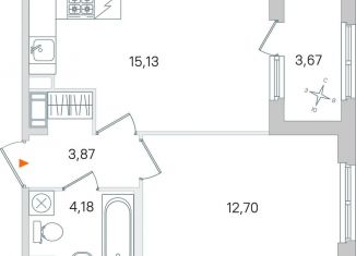 Продается однокомнатная квартира, 37.7 м2, Пушкин