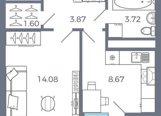 Продаю однокомнатную квартиру, 34.8 м2, поселок Придорожный