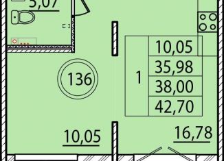 Продается 1-ком. квартира, 38.2 м2, посёлок Шушары