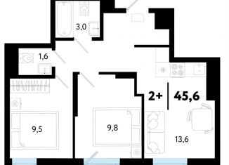 Продается 2-ком. квартира, 45.6 м2, Тюмень