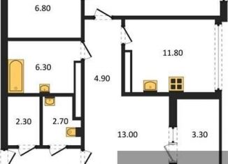 Двухкомнатная квартира на продажу, 93.1 м2, Воронеж, Ленинский район, Краснознамённая улица, 57/4