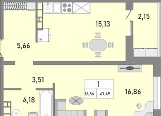 Продажа однокомнатной квартиры, 47.5 м2, Оренбург, жилой комплекс Осенний Лист, 2