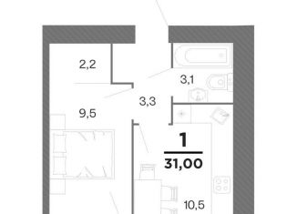 Продам 1-комнатную квартиру, 29.8 м2, Рязанская область