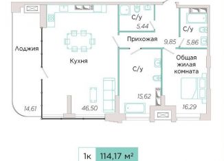 Продается 1-комнатная квартира, 114.2 м2, Самарская область