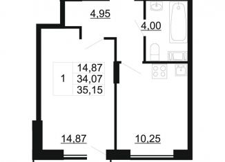 Продается 1-комнатная квартира, 35.2 м2, Ленинградская область