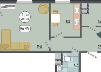 Продается однокомнатная квартира, 43.4 м2, Краснодарский край, улица Калинина, 150к1