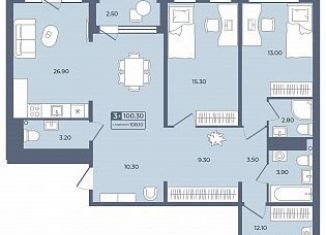 3-ком. квартира на продажу, 100.3 м2, Тюменская область, улица Энергетиков, 42с5