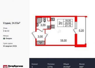 Продажа квартиры студии, 24.6 м2, Санкт-Петербург, Приморский район