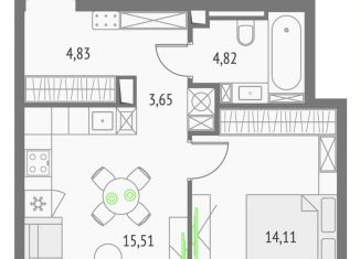 Продается 1-комнатная квартира, 42.9 м2, Москва, метро Бутырская