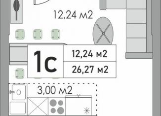 1-комнатная квартира на продажу, 26.3 м2, Оренбург, жилой комплекс Металлист, 7, Центральный район