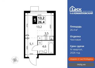 Продается квартира студия, 26.4 м2, Москва, Монтажная улица, вл8/24, ВАО