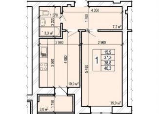 Продаю 1-ком. квартиру, 40.3 м2, Энгельс, Новобазарная улица