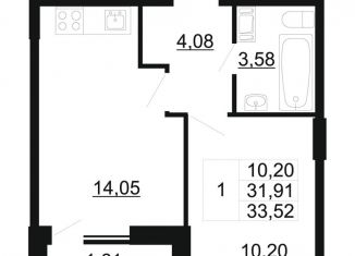 Продам 1-ком. квартиру, 33.5 м2, Ленинградская область