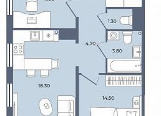 2-ком. квартира на продажу, 62.2 м2, Тюменская область, улица Энергетиков, 42с5