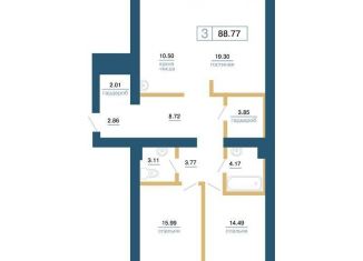 Продажа двухкомнатной квартиры, 88.8 м2, Красноярск, ЖК Новоостровский