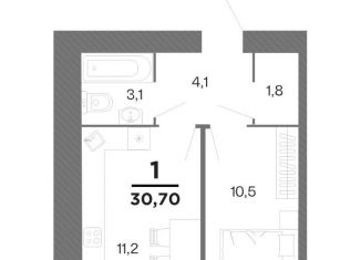 Продается однокомнатная квартира, 30.7 м2, Рязанская область