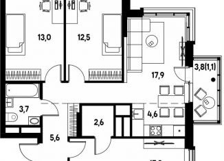 Продажа 4-ком. квартиры, 78.9 м2, деревня Кондратово