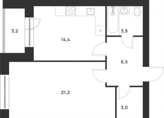 Продается 1-комнатная квартира, 52.2 м2, деревня Нижняя Китаевка