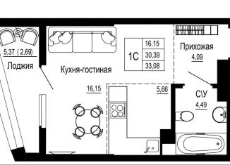 Продажа квартиры студии, 33.1 м2, Ростовская область, Привокзальная площадь, 3Б