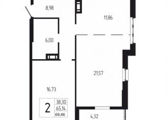 Продается двухкомнатная квартира, 69.5 м2, Волгоград