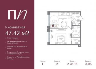 Продается 1-ком. квартира, 47.4 м2, Москва, район Преображенское