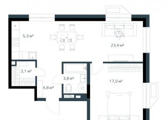 Продается однокомнатная квартира, 57.4 м2, Владивосток, жилой комплекс Дом на Востоке, 5к2ск1