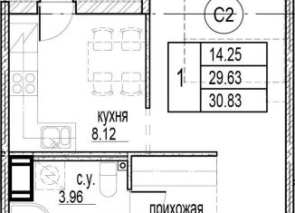 Продажа 1-ком. квартиры, 30.8 м2, Кудрово, проспект Строителей, 5, ЖК Айди Кудрово 3