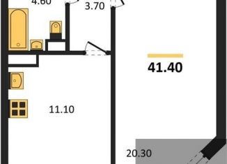 1-комнатная квартира на продажу, 41.4 м2, посёлок Отрадное, бульвар 70 лет Победы, 5