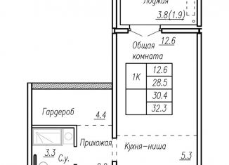 Продаю квартиру студию, 30.4 м2, Барнаул, Ленинский район, улица Антона Петрова, 210В