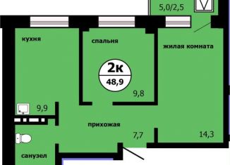 2-комнатная квартира на продажу, 48.9 м2, Красноярск, Свердловский район