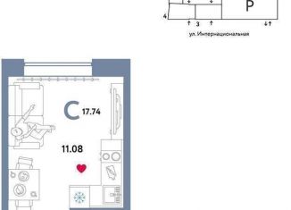 Квартира на продажу студия, 17.7 м2, Тюменская область