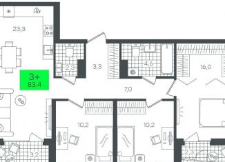 Продается 3-комнатная квартира, 83.5 м2, Тюменская область, улица Василия Малкова, 3