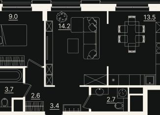 Продам однокомнатную квартиру, 49 м2, Тюмень, улица Щербакова, 2к3